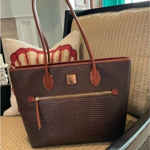 Dooney & Bourke Embossed Lizard Tote Chestnut